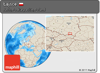 Shaded Relief Location Map of Łajsce