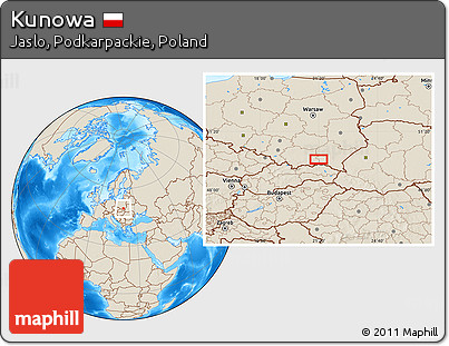 Shaded Relief Location Map of Kunowa