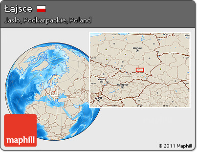 Shaded Relief Location Map of Łajsce