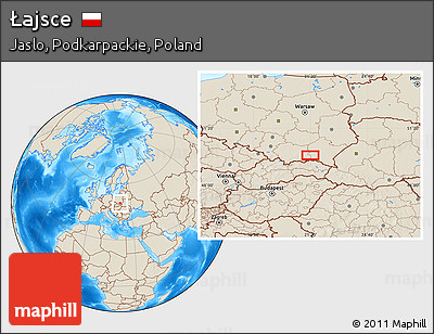 Shaded Relief Location Map of Łajsce
