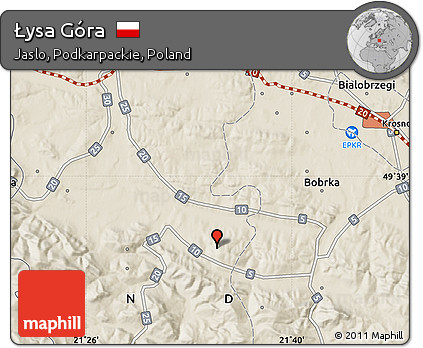 Shaded Relief Map of Łysa Góra