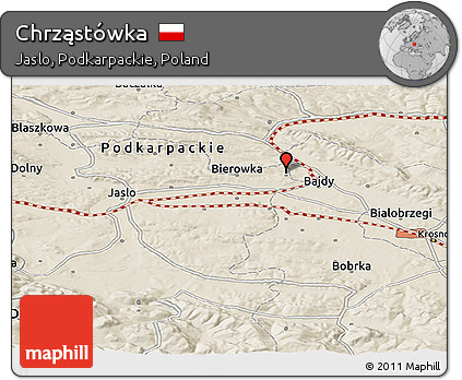 Shaded Relief Panoramic Map of Chrząstówka
