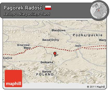Shaded Relief Panoramic Map of Pagórek Radość