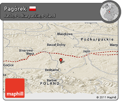 Shaded Relief Panoramic Map of Pagórek