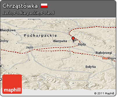 Shaded Relief Panoramic Map of Chrząstówka