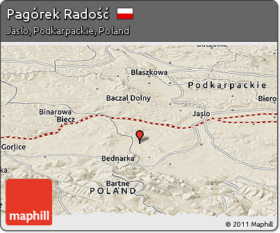 Shaded Relief Panoramic Map of Pagórek Radość