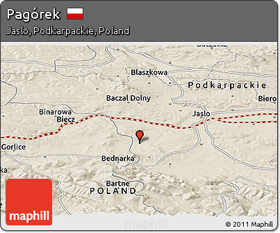 Shaded Relief Panoramic Map of Pagórek