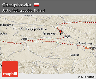 Shaded Relief Panoramic Map of Chrząstówka