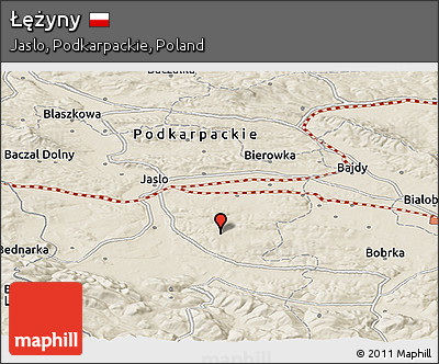 Shaded Relief Panoramic Map of Łężyny