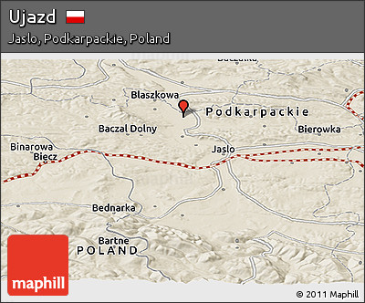 Shaded Relief Panoramic Map of Ujazd