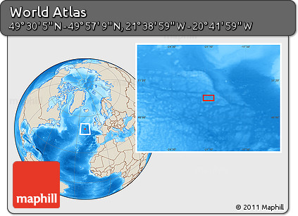 Shaded Relief Location Map of the Area around 49° 43' 37" N, 21° 10' 29" W