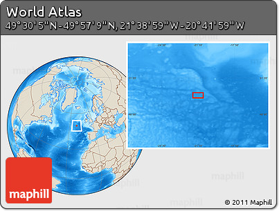 Shaded Relief Location Map of the Area around 49° 43' 37" N, 21° 10' 29" W