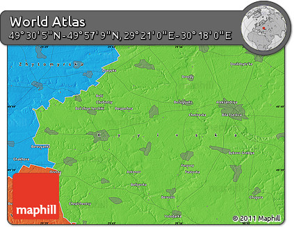 Political Map of the Area around 49° 43' 37" N, 29° 49' 30" E