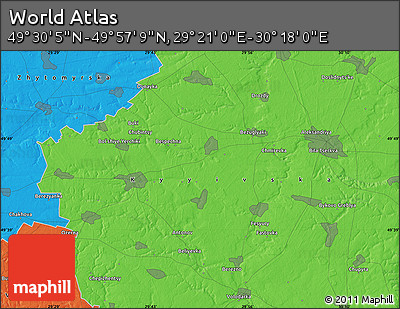 Political Map of the Area around 49° 43' 37" N, 29° 49' 30" E