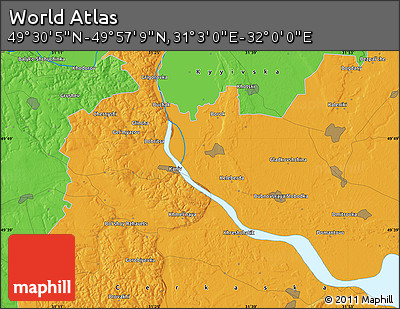 Political Map of the Area around 49° 43' 37" N, 31° 31' 29" E