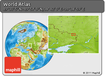 Physical Location Map of the Area around 49° 43' 37" N, 39° 10' 29" E