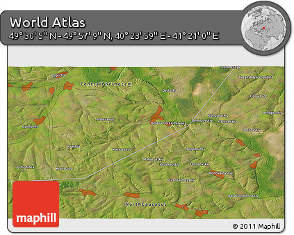 Satellite 3D Map of the Area around 49° 43' 37" N, 40° 52' 30" E