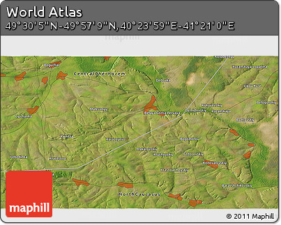 Satellite 3D Map of the Area around 49° 43' 37" N, 40° 52' 30" E