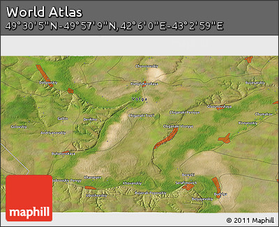 Satellite 3D Map of the Area around 49° 43' 37" N, 42° 34' 30" E