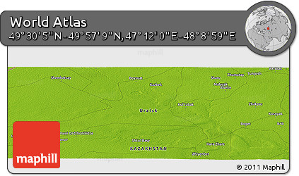 Physical Panoramic Map of the Area around 49° 43' 37" N, 47° 40' 29" E