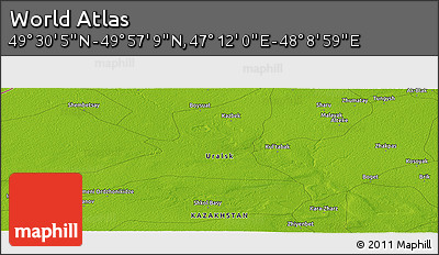 Physical Panoramic Map of the Area around 49° 43' 37" N, 47° 40' 29" E
