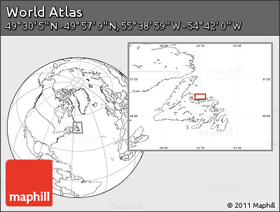 Blank Location Map of the Area around 49° 43' 37" N, 55° 10' 29" W