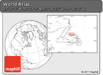 Blank Location Map of the Area around 49° 43' 37" N, 55° 10' 29" W