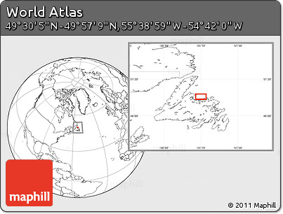 Blank Location Map of the Area around 49° 43' 37" N, 55° 10' 29" W
