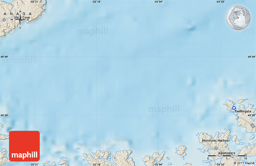 Shaded Relief Map of Moretons Harbour