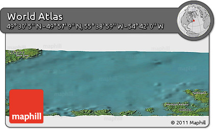 Satellite Panoramic Map of the Area around 49° 43' 37" N, 55° 10' 29" W