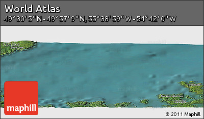 Satellite Panoramic Map of the Area around 49° 43' 37" N, 55° 10' 29" W