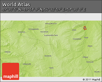 Physical 3D Map of the Area around 49° 43' 37" N, 57° 1' 29" E