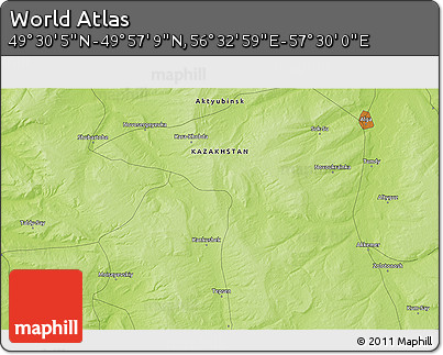 Physical 3D Map of the Area around 49° 43' 37" N, 57° 1' 29" E