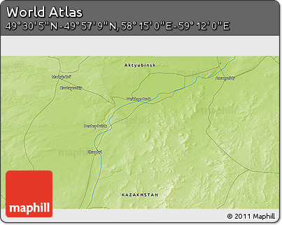 Physical 3D Map of the Area around 49° 43' 37" N, 58° 43' 30" E