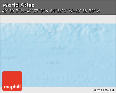 Physical 3D Map of the Area around 49° 43' 37" N, 61° 7' 30" W