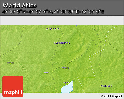Physical 3D Map of the Area around 49° 43' 37" N, 62° 7' 30" E