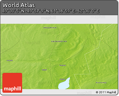 Physical 3D Map of the Area around 49° 43' 37" N, 62° 7' 30" E