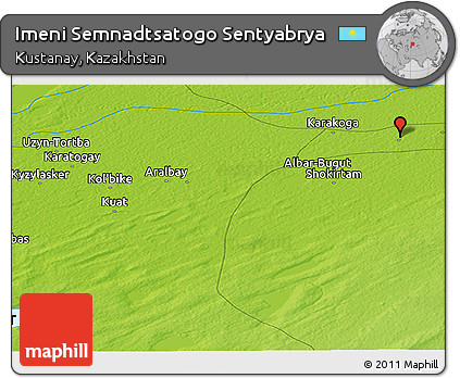 Physical Panoramic Map of Imeni Semnadtsatogo Sentyabrya