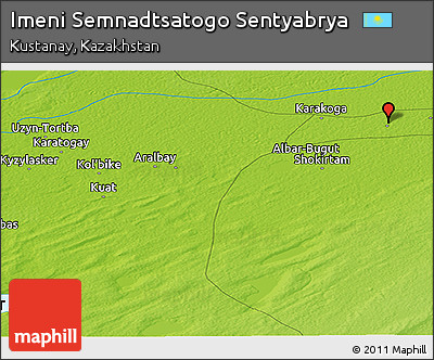 Physical Panoramic Map of Imeni Semnadtsatogo Sentyabrya