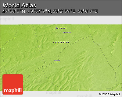 Physical 3D Map of the Area around 49° 43' 37" N, 65° 31' 30" E