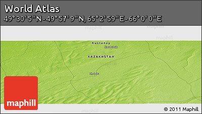 Physical Panoramic Map of the Area around 49° 43' 37" N, 65° 31' 30" E