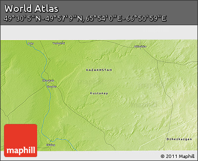 Physical 3D Map of the Area around 49° 43' 37" N, 66° 22' 30" E