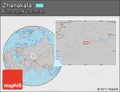 Gray Location Map of Zhanakala