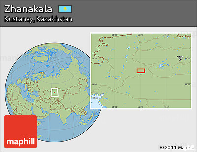 Savanna Style Location Map of Zhanakala