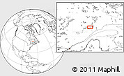 Blank Location Map of the area around 49° 43' 37" N, 69° 37' 30" W