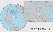 Gray Location Map of the area around 49° 43' 37" N, 69° 37' 30" W