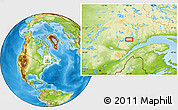 Physical Location Map of the area around 49° 43' 37" N, 69° 37' 30" W