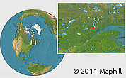 Satellite Location Map of the area around 49° 43' 37" N, 69° 37' 30" W