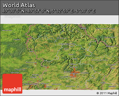 Satellite 3D Map of the Area around 49° 43' 37" N, 6° 1' 30" E