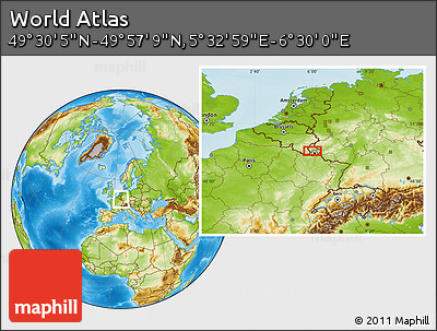 Physical Location Map of the Area around 49° 43' 37" N, 6° 1' 30" E